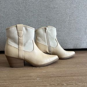 Cream colored western style ankle boots